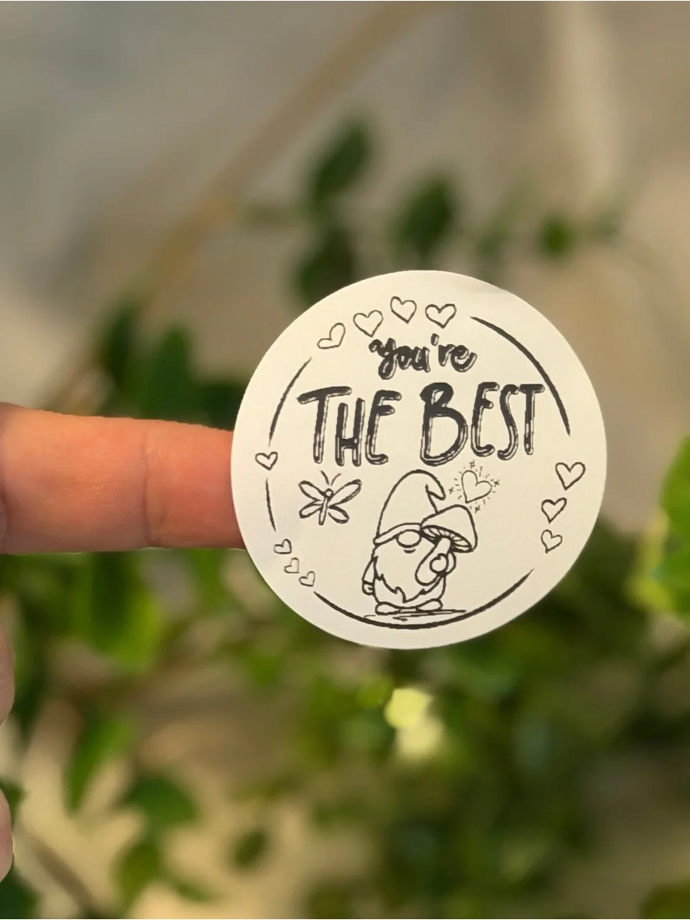 200 You’re the Best Gnome 2” Round Encouragement Stickers Labels Cute